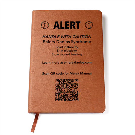 EDS Medical Alert Vegan Leather Journal A5 - Beautiful Journal with Ehlers-Danlos Awareness - Emergency Peace of Mind that's Eco-Friendly!