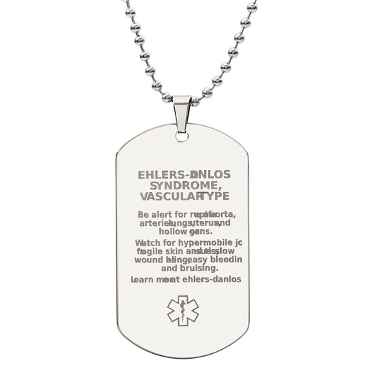 VEDS Medical Alert Engraved Dog Tag - Vascular Ehlers-Danlos Emergency Awareness - Peace of Mind for Your VEDS Zebra